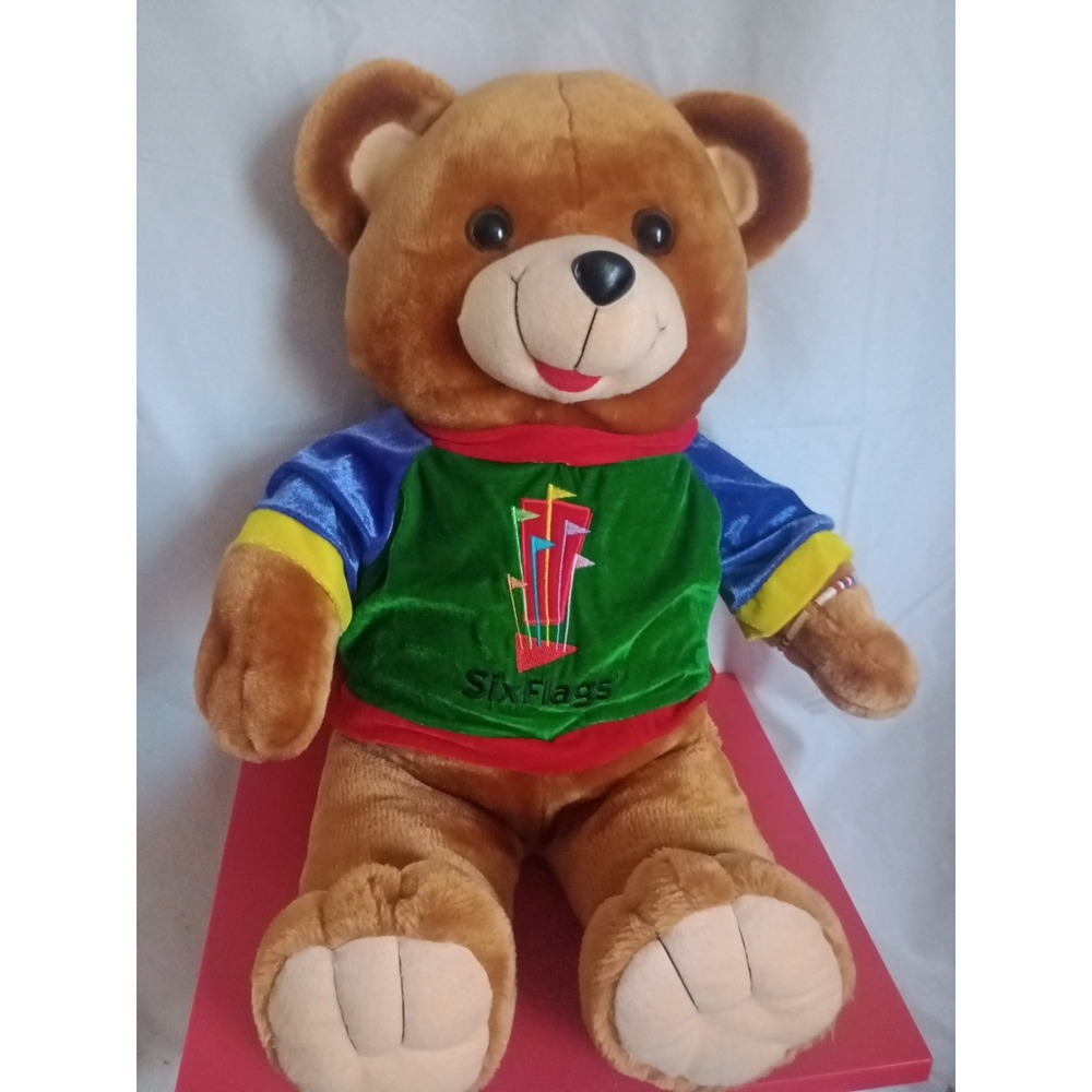 Six Flags Amusement Park Blue Bear Stuffed Animal Plush 22 Inch